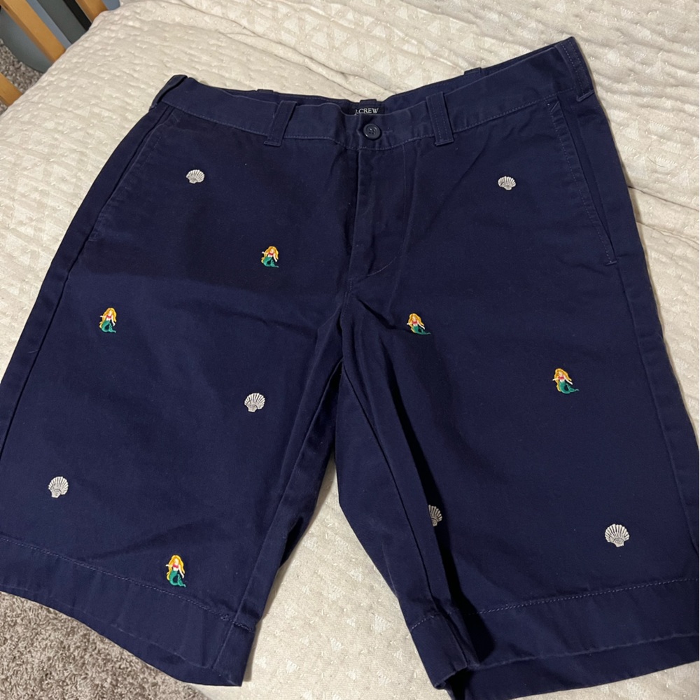 J. Crew men’s embroidered blue shorts